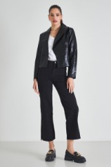 Εικόνα της Σακάκι δερματίνη με όψη croco