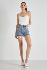 Picture of Denim shorts with side buttons