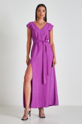 Picture of Belted maxi split dress