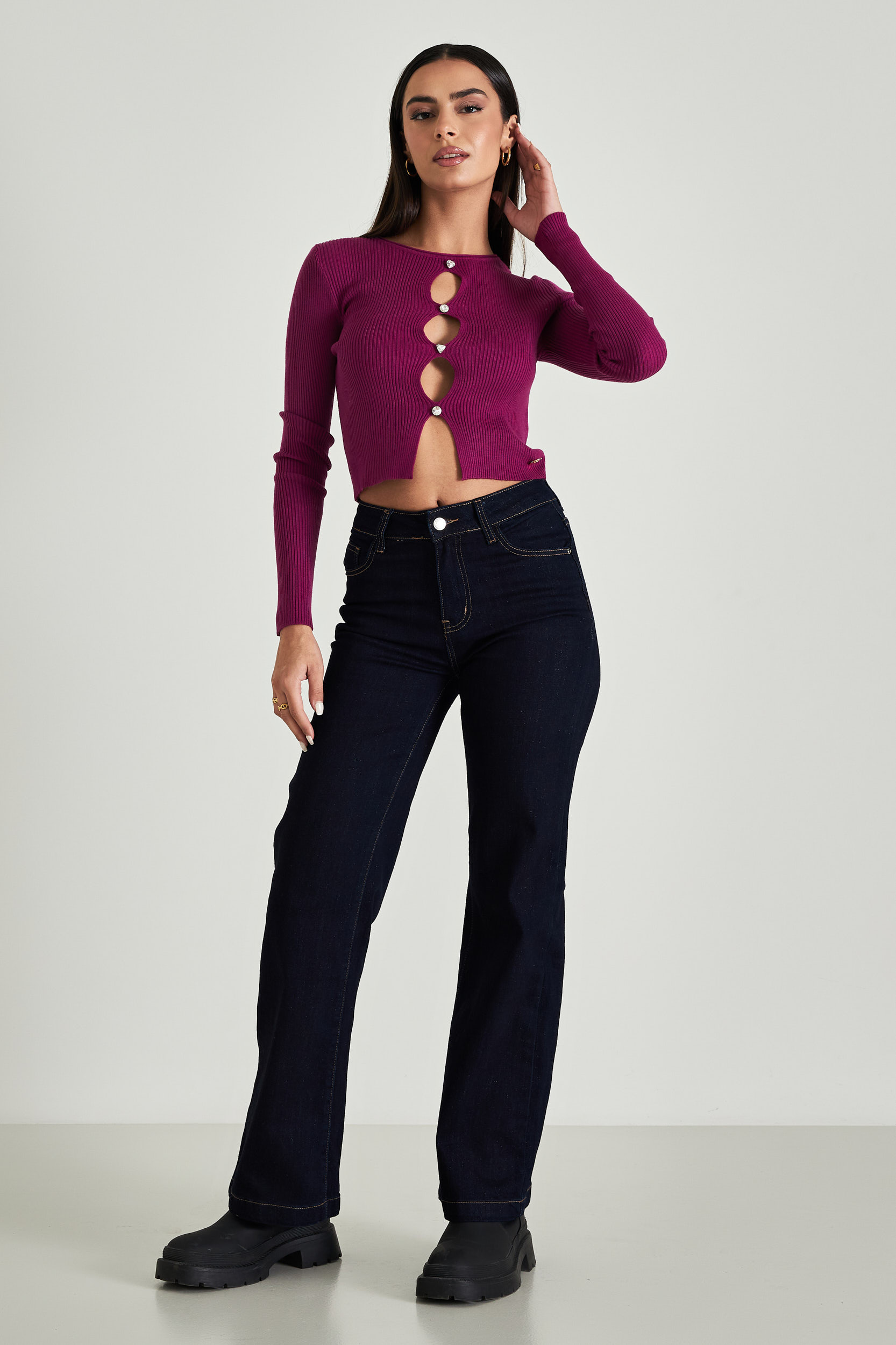 Εικόνα της Τζιν παντελόνι wide leg