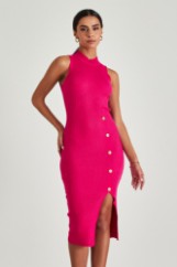 Picture of Ribbed dress with gold buttons