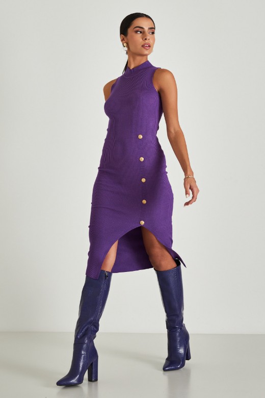 Picture of Ribbed dress with gold buttons