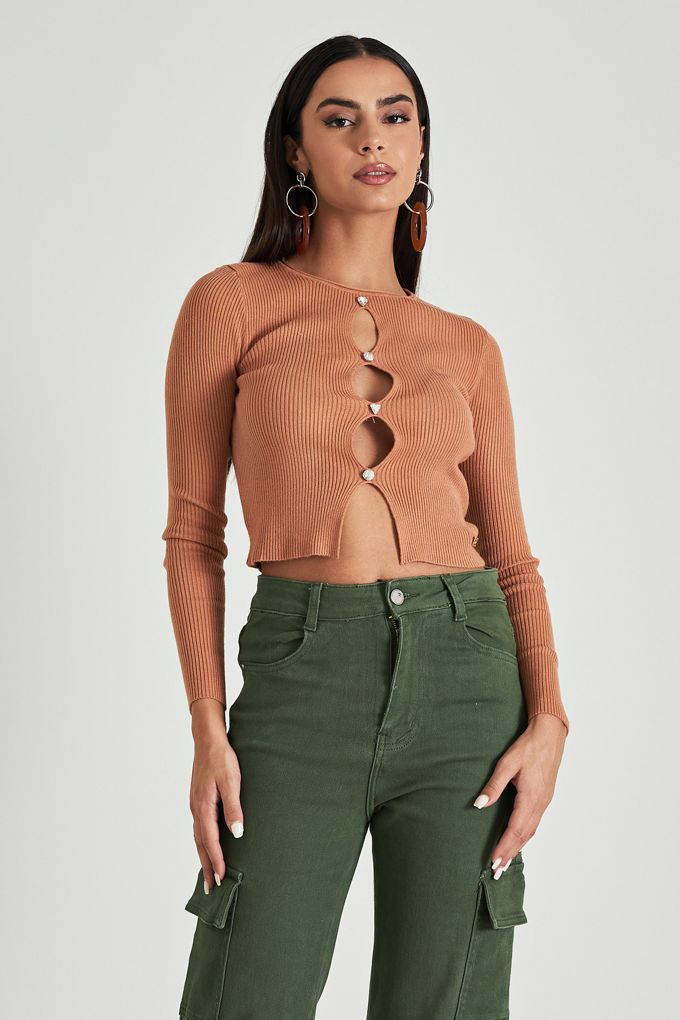 Open front cropped sweater
