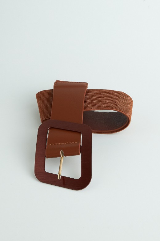 Picture of Faux leather belt with geometric buckle