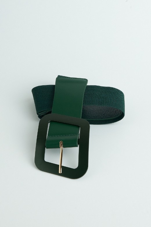 Picture of Faux leather belt with geometric buckle