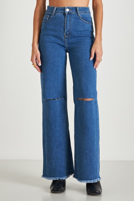 Εικόνα της Denim wide leg με σκίσιμο