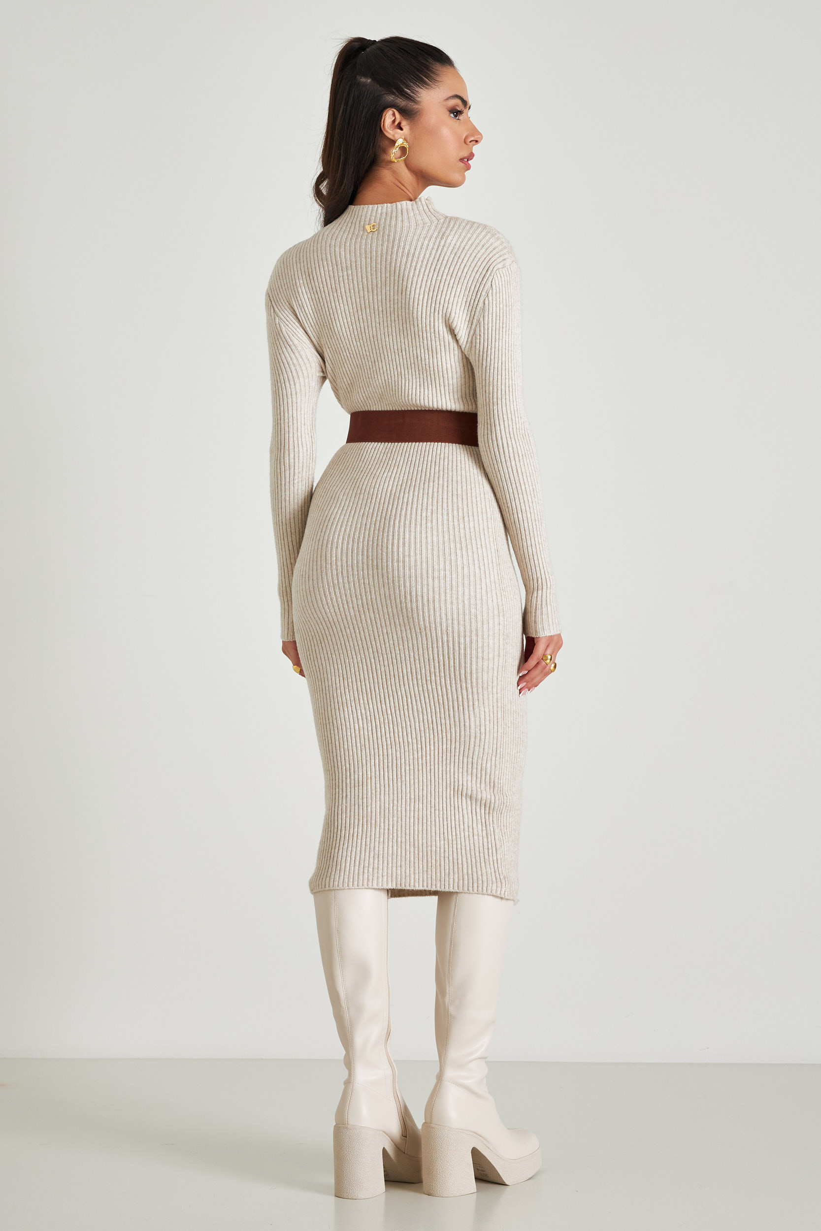 Picture of Ribbed high neck dress