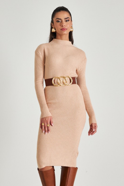Picture of Ribbed high neck dress
