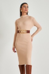 Picture of Ribbed high neck dress