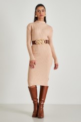 Picture of Ribbed high neck dress