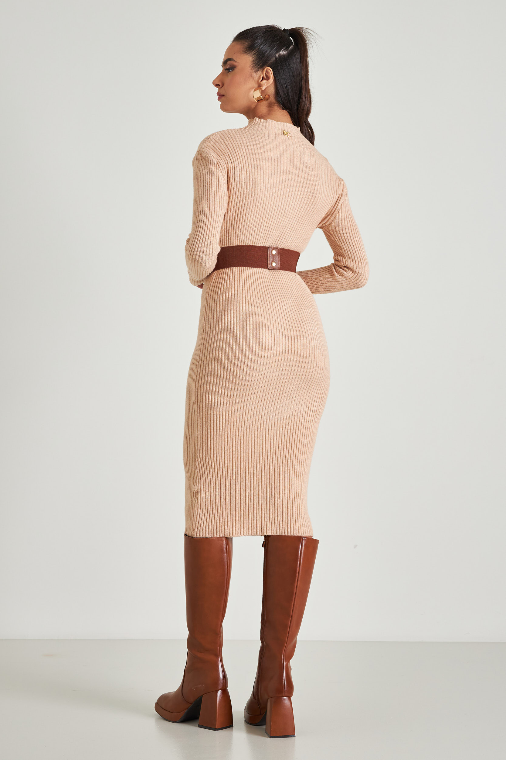 Picture of Ribbed high neck dress