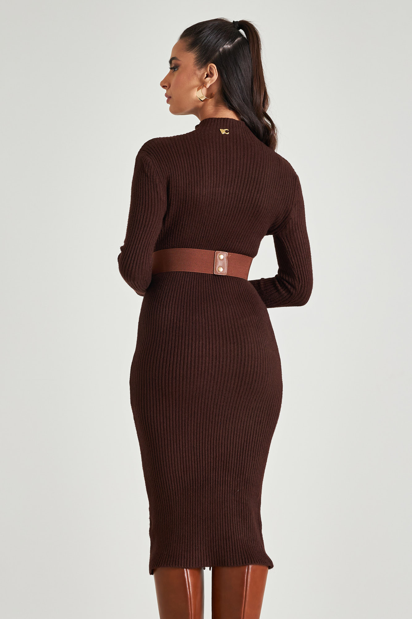 Picture of Ribbed high neck dress