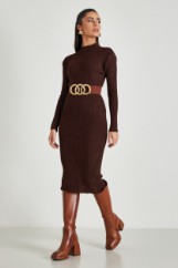 Picture of Ribbed high neck dress