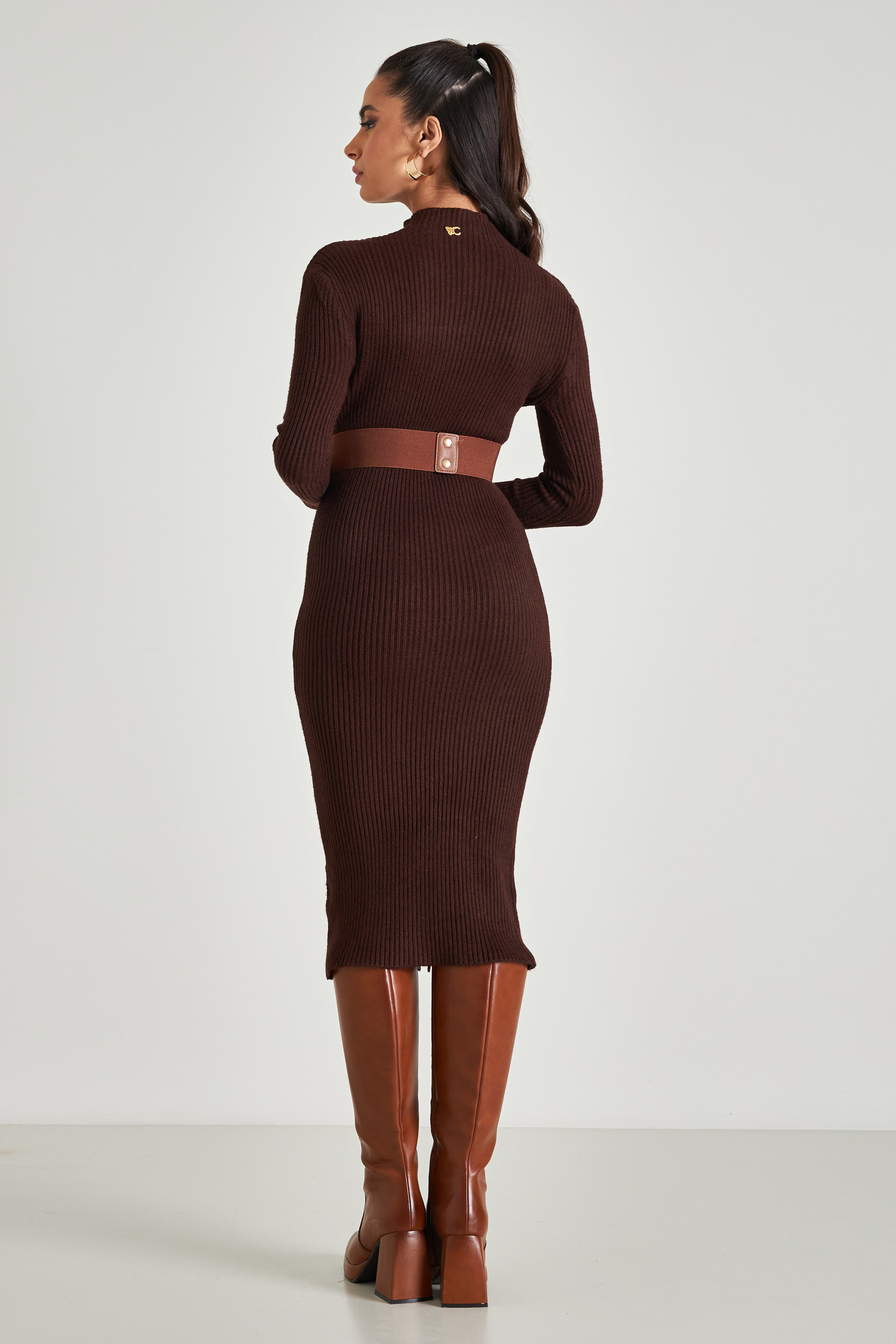 Picture of Ribbed high neck dress