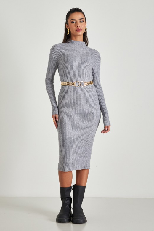 Picture of Ribbed high neck dress