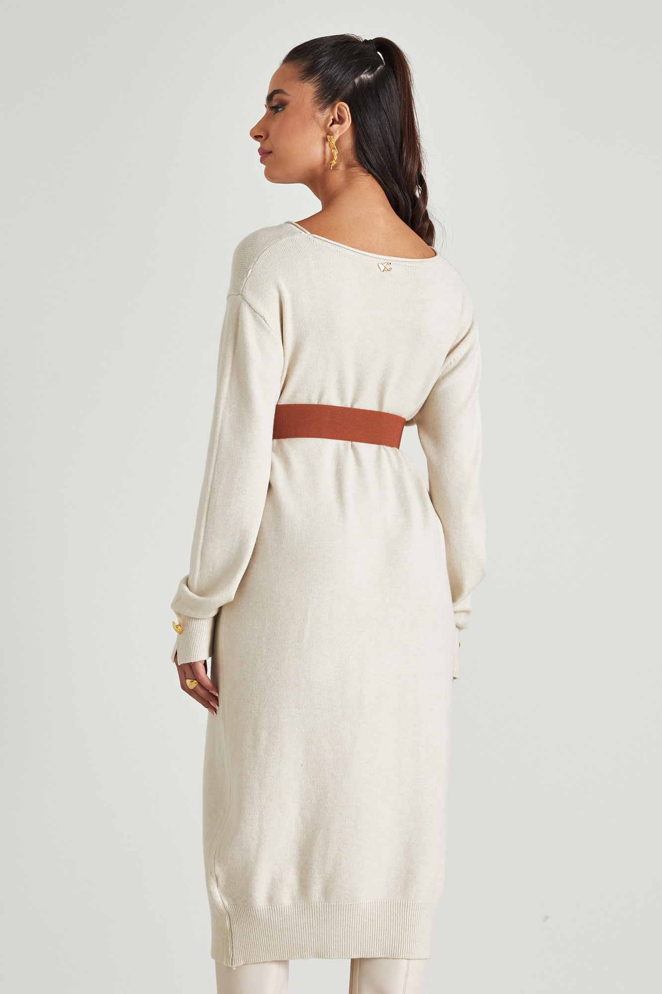 Picture of Loose knitted dress with open neckline