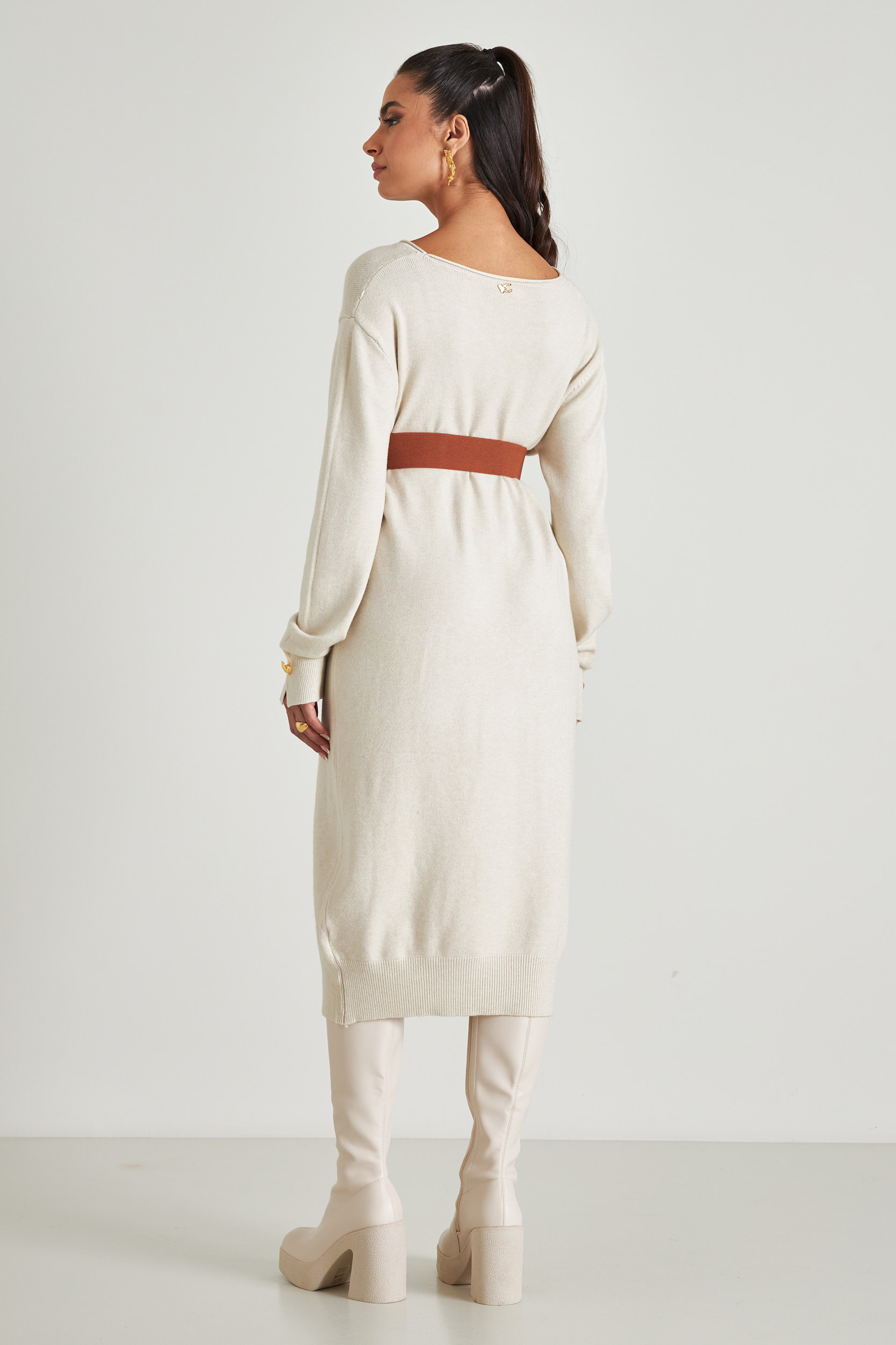 Picture of Loose knitted dress with open neckline