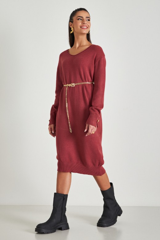 Picture of Loose knitted dress with open neckline