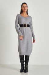 Picture of Loose knitted dress with open neckline