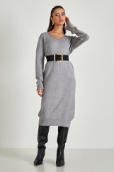 Picture of Loose knitted dress with open neckline