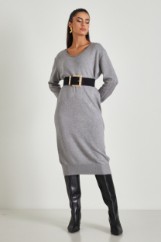 Picture of Loose knitted dress with open neckline