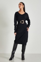 Picture of Loose knitted dress with open neckline