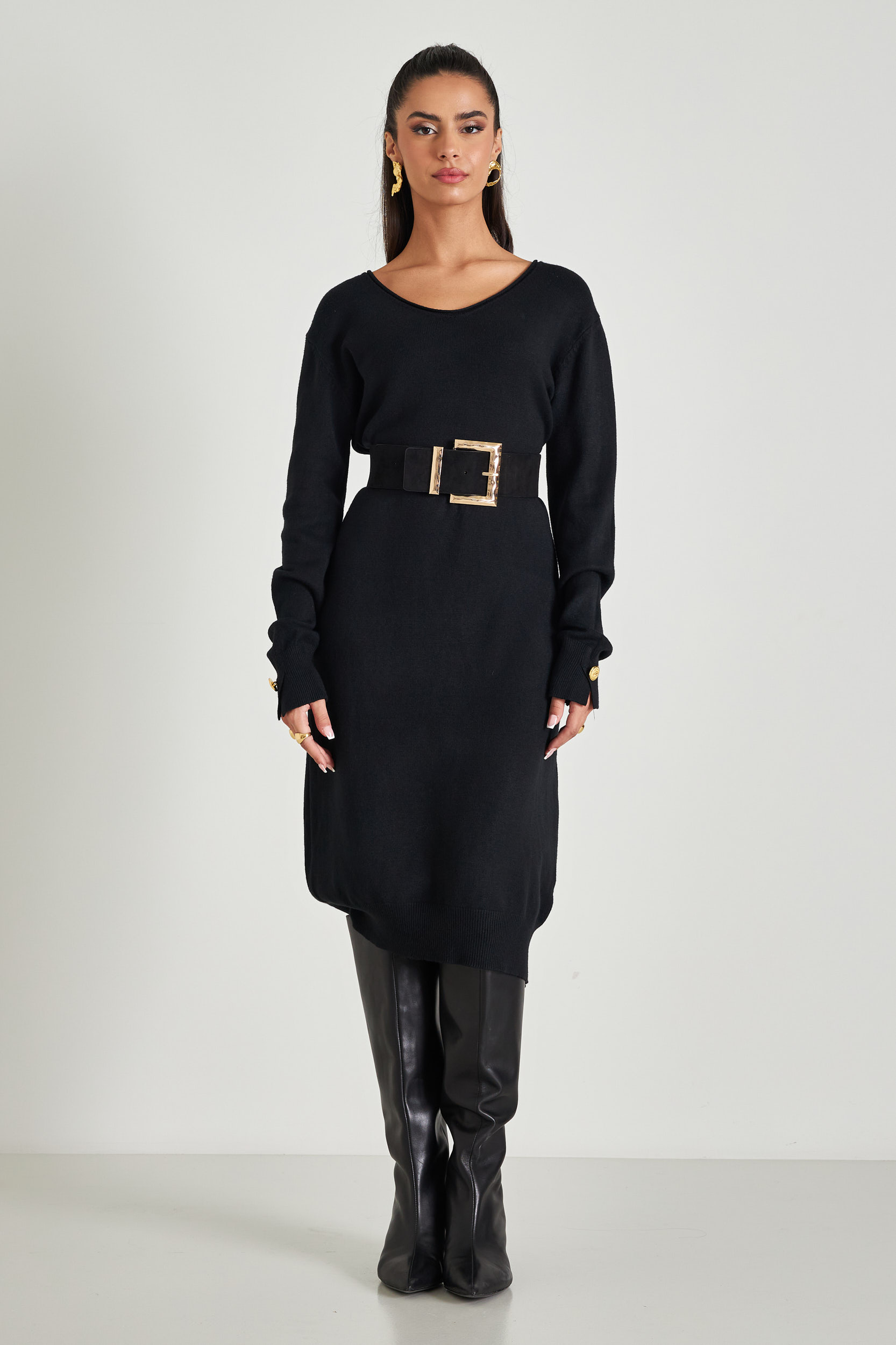 Picture of Loose knitted dress with open neckline