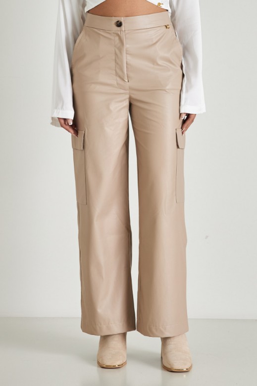 Picture of Faux leather cargo pants