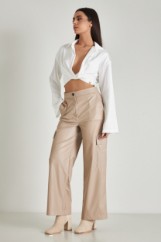 Picture of Faux leather cargo pants