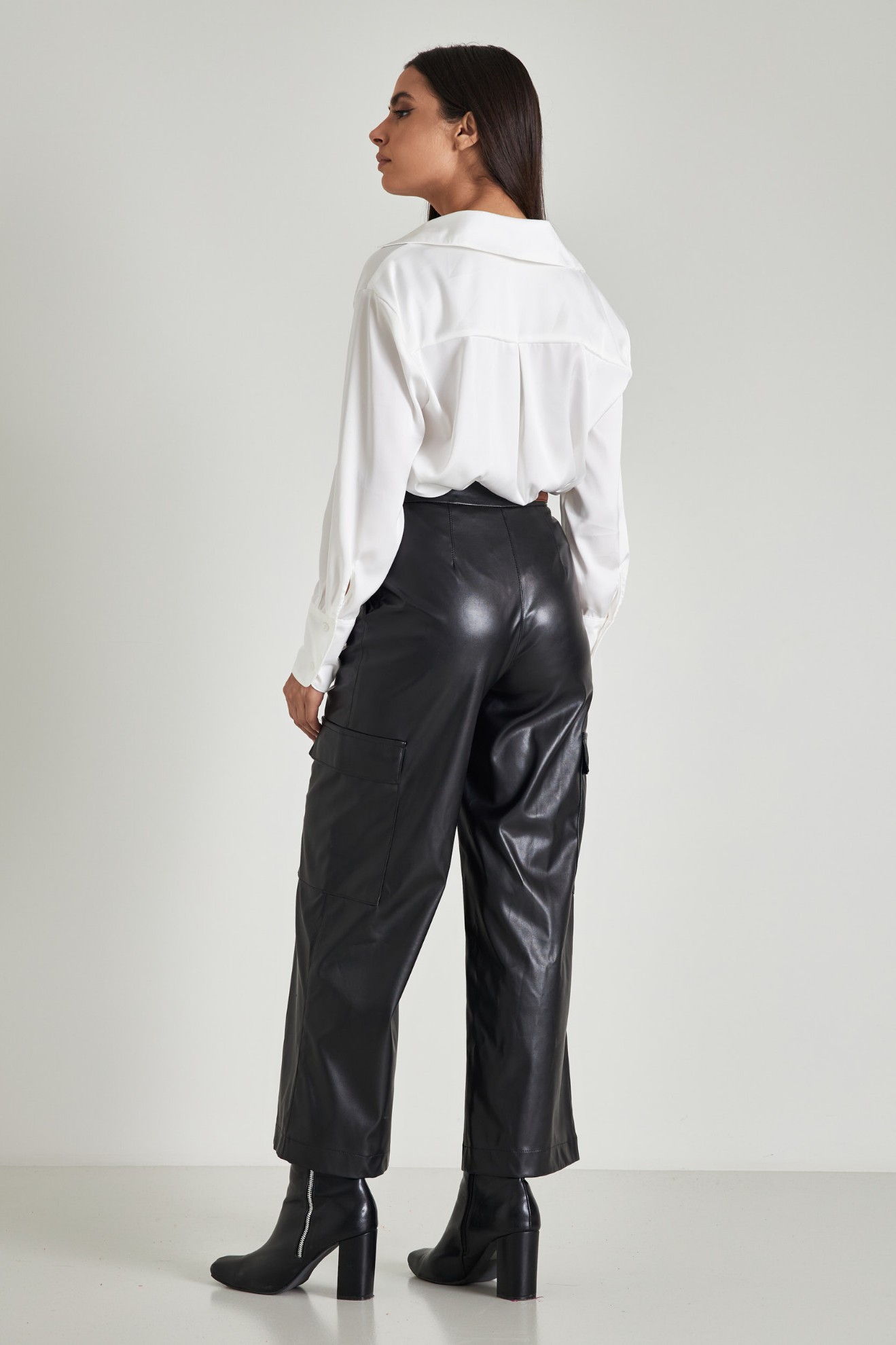 Picture of Faux leather cargo pants