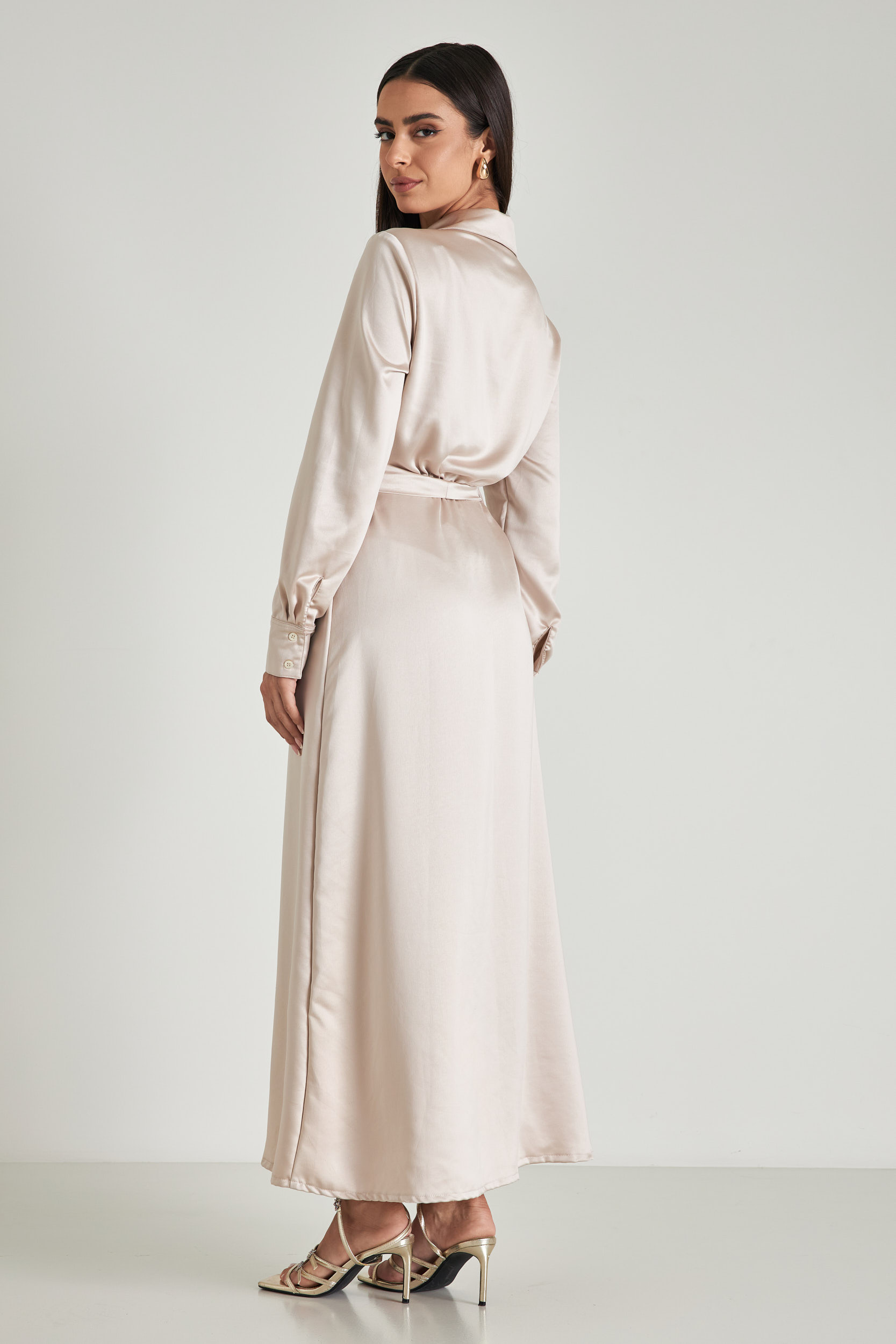 Εικόνα της Σεμιζιέ μακρύ φόρεμα με ζώνη