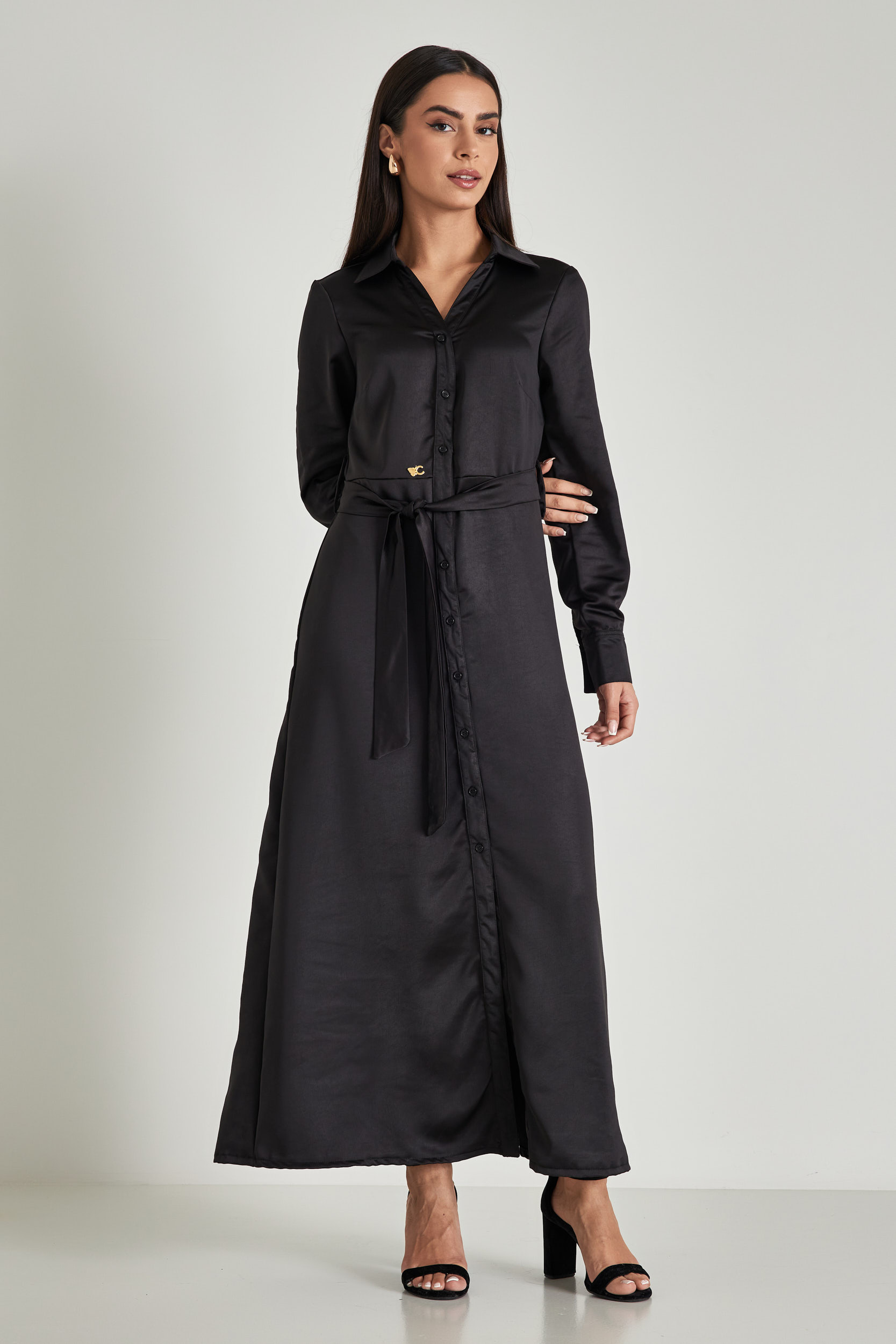 Picture of Long shirt dress with belt