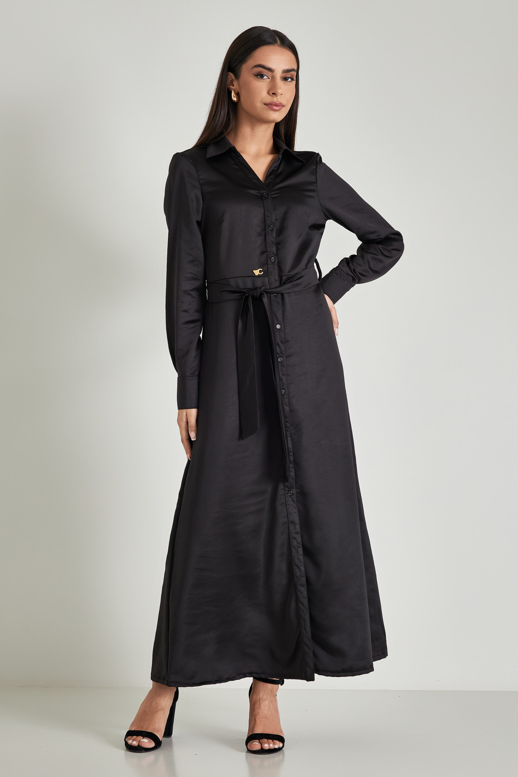 Picture of Long shirt dress with belt