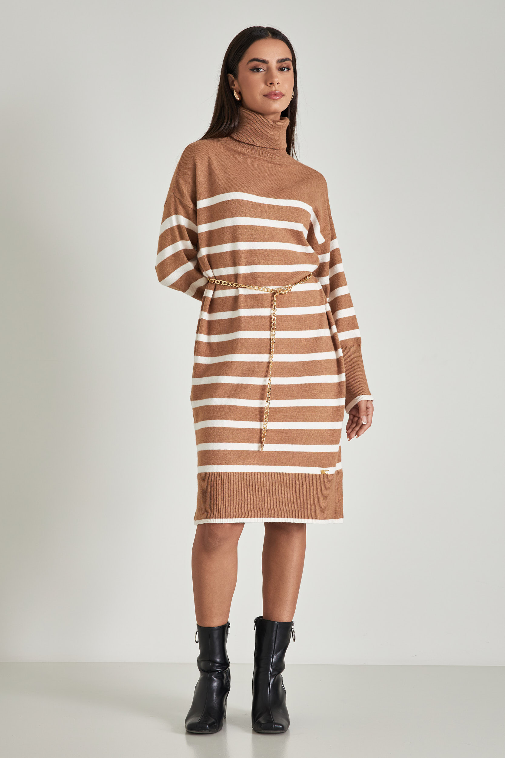 Picture of High neck stripped dress