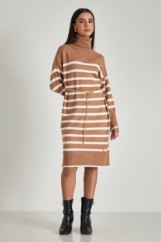 Picture of High neck stripped dress