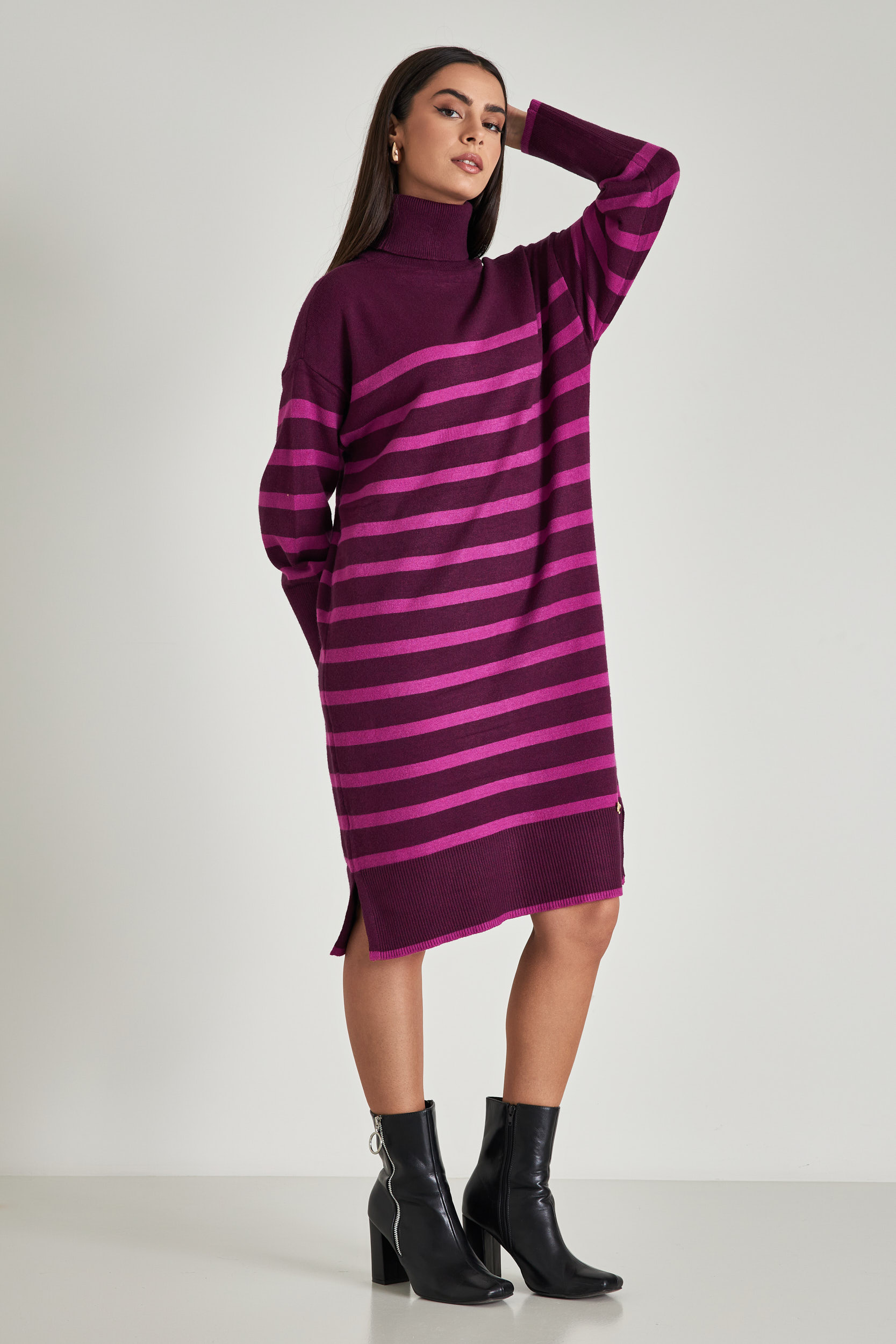 Picture of High neck stripped dress