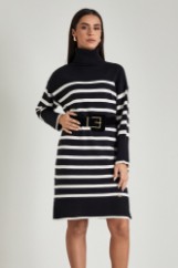 Picture of High neck stripped dress