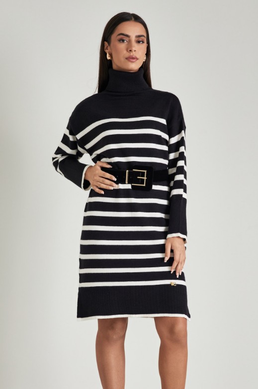 Picture of High neck stripped dress