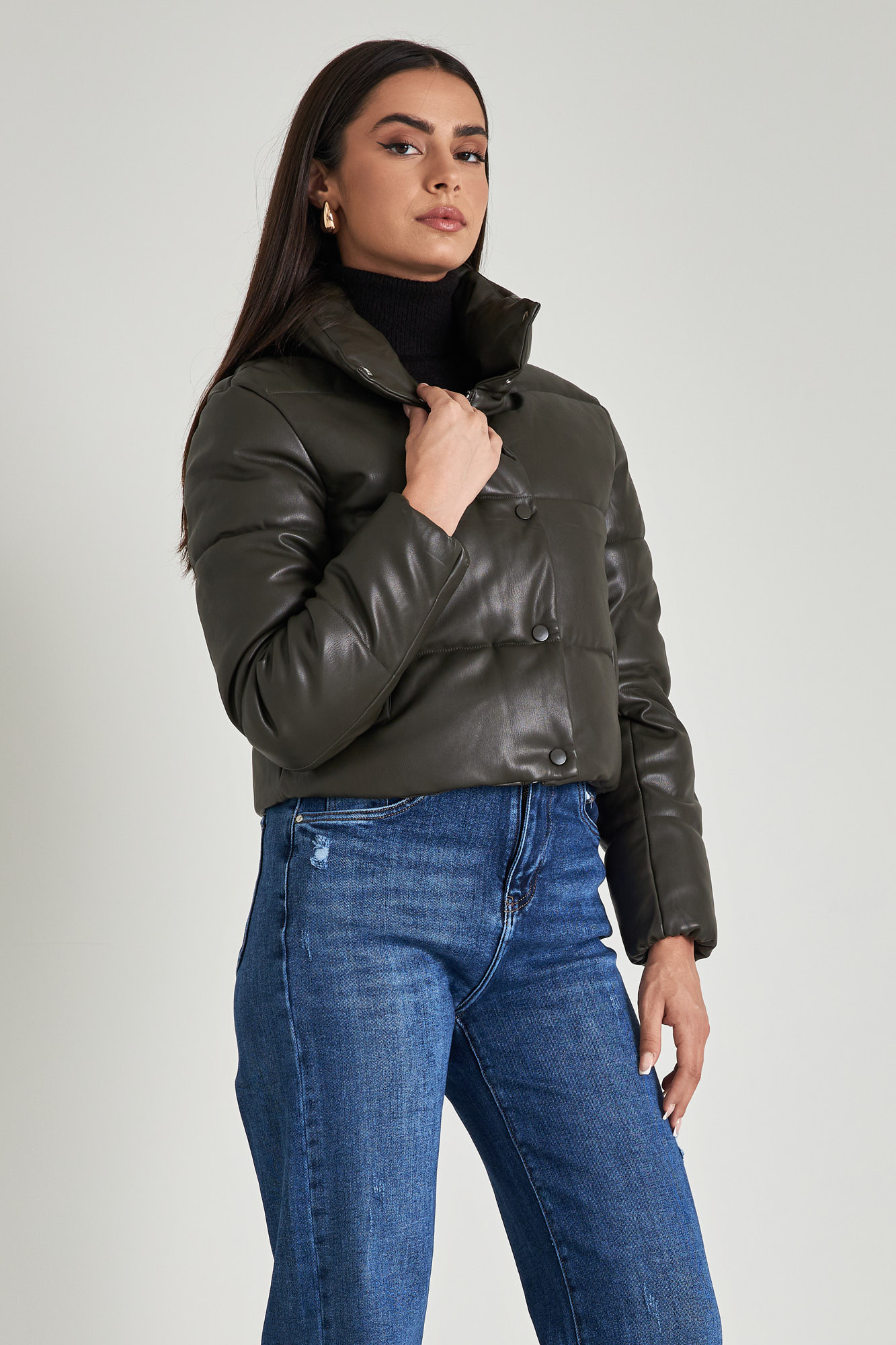 Picture of Cropped faux leather jacket