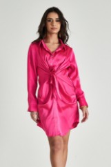 Picture of Satin tie front mini dress