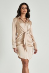 Picture of Satin tie front mini dress