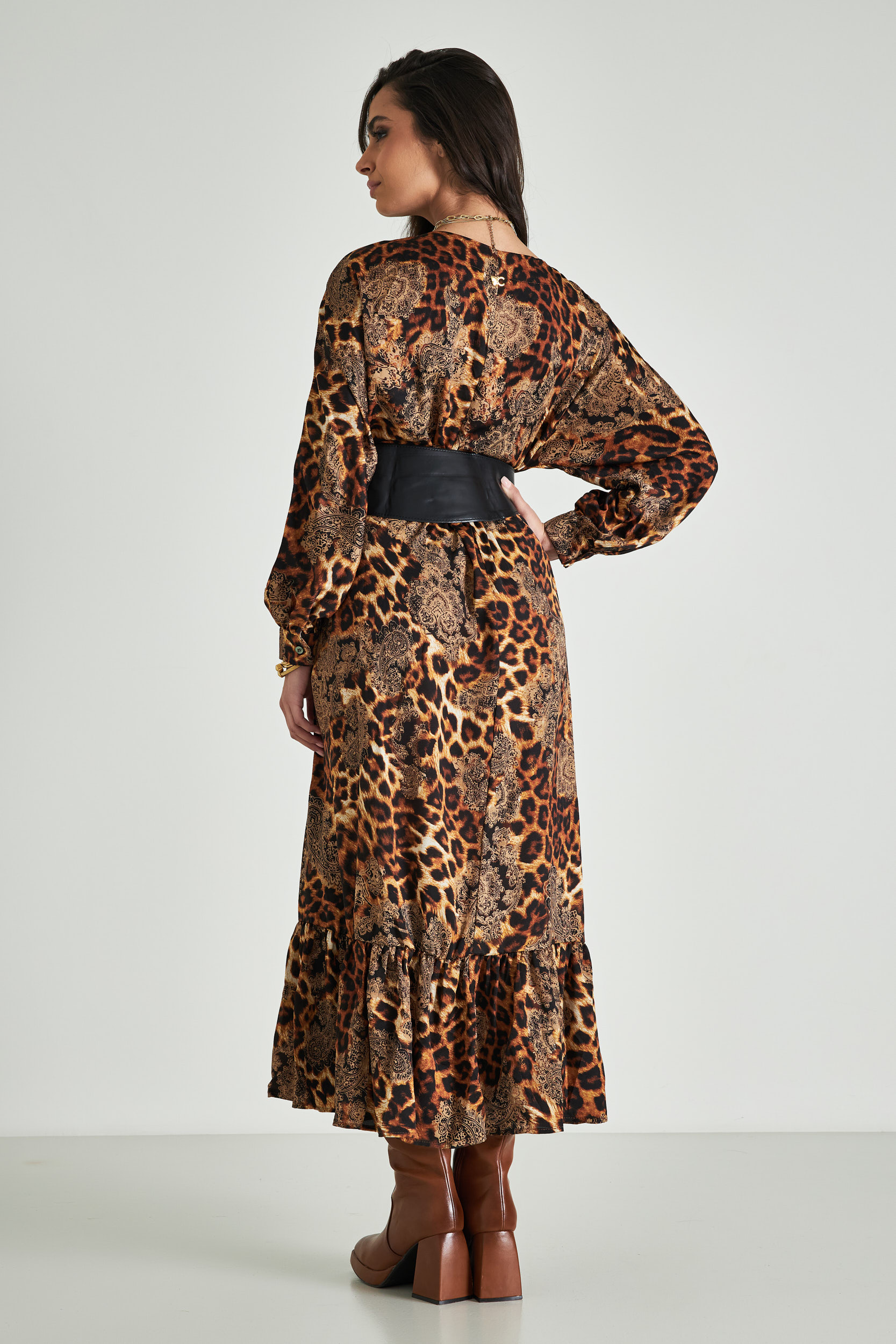 Picture of Animal print dress with belt