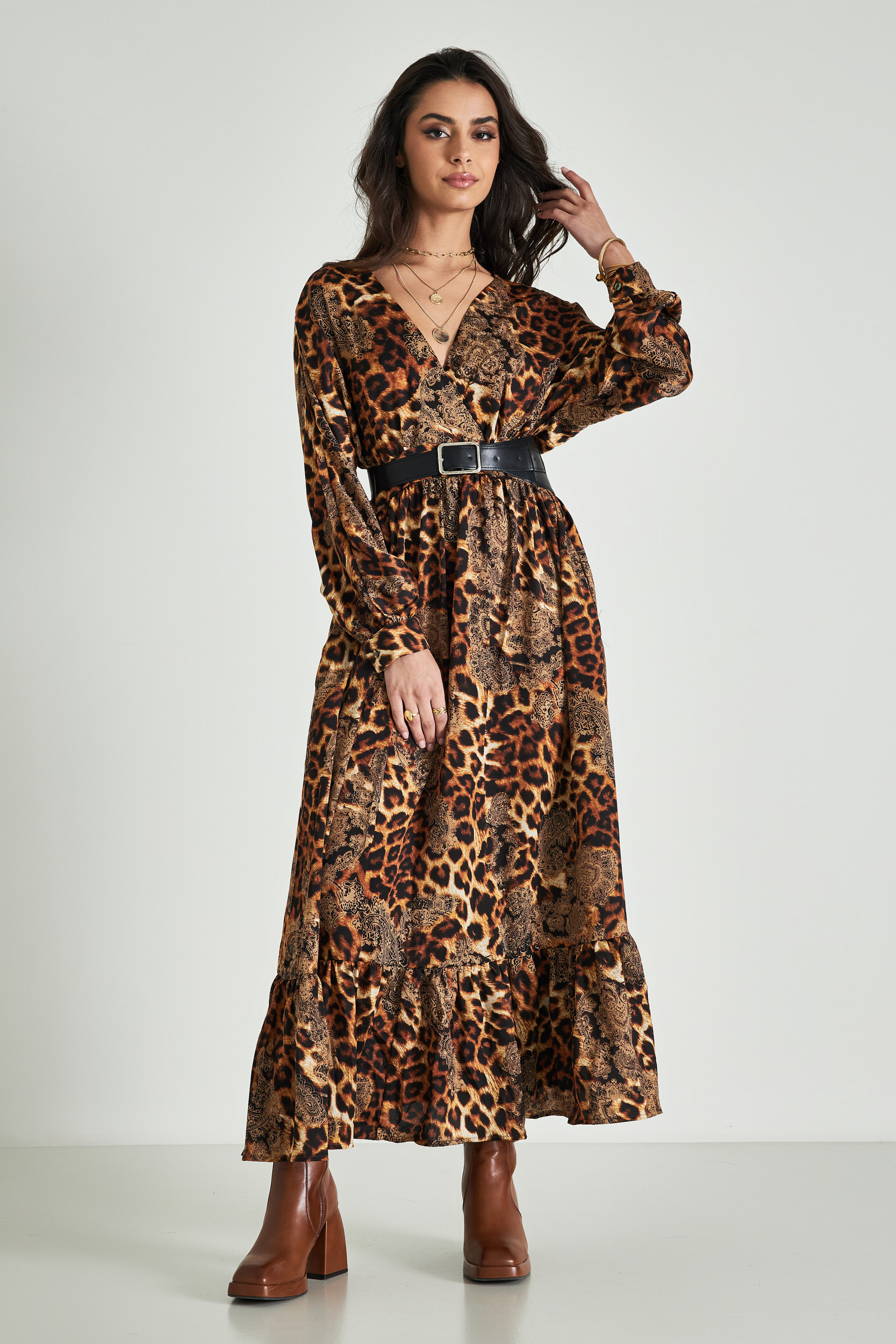 Picture of Animal print dress with belt