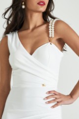Picture of Satin dress with faux pearl straps