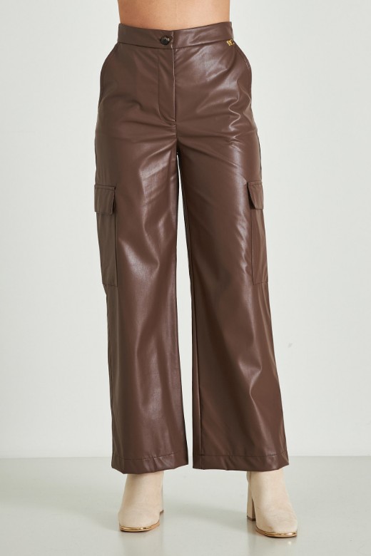 Picture of Faux leather cargo pants