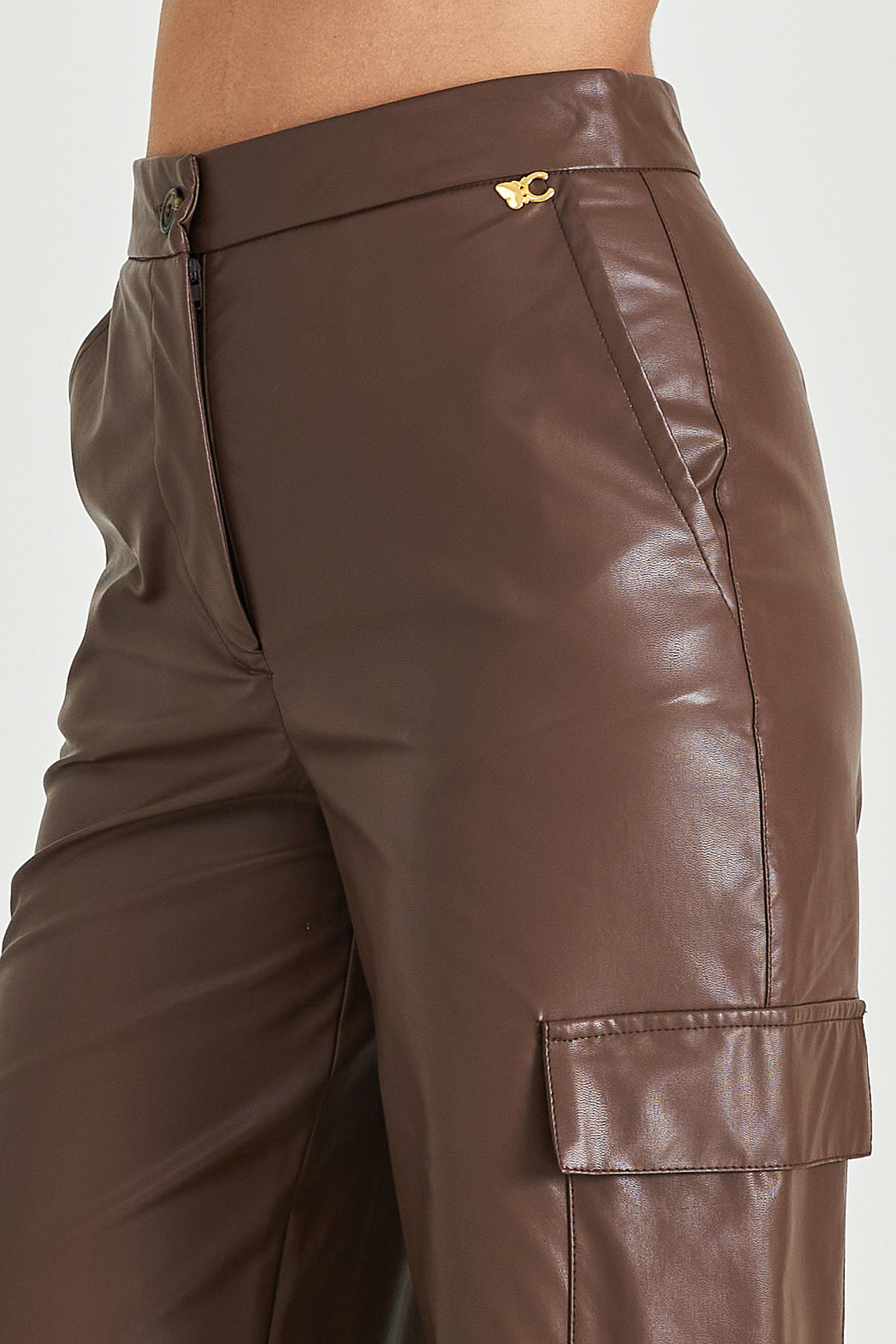 Picture of Faux leather cargo pants