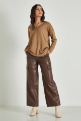 Picture of Faux leather cargo pants