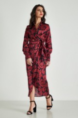 Picture of Satin printed wrap dress