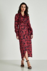 Picture of Satin printed wrap dress