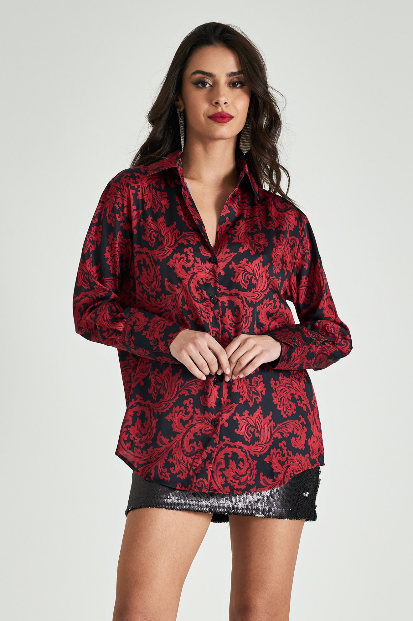 Picture of Printed satin shirt